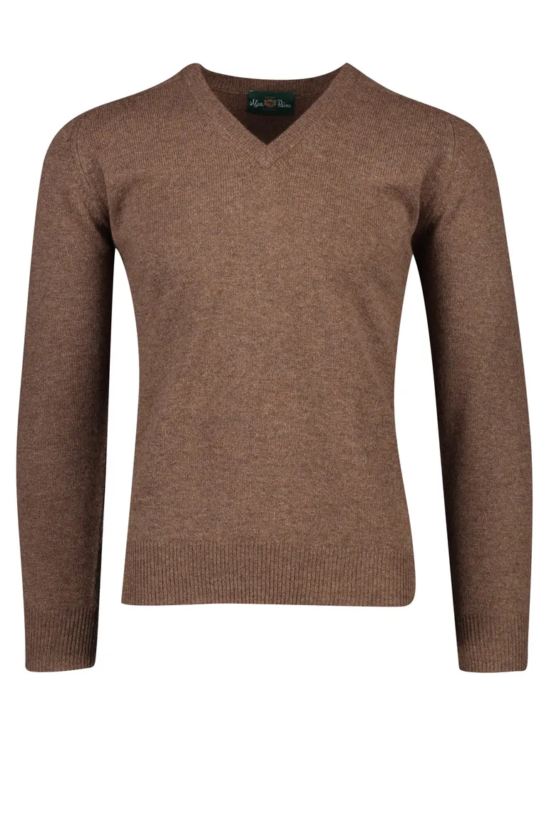 Alan Paine lamswol trui v-hals bruin