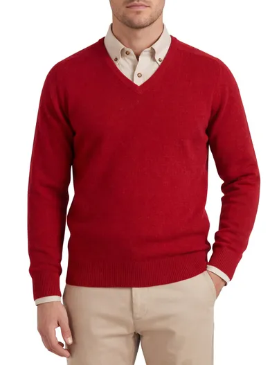 Alan Paine Alan Paine v-hals trui lamswol rood