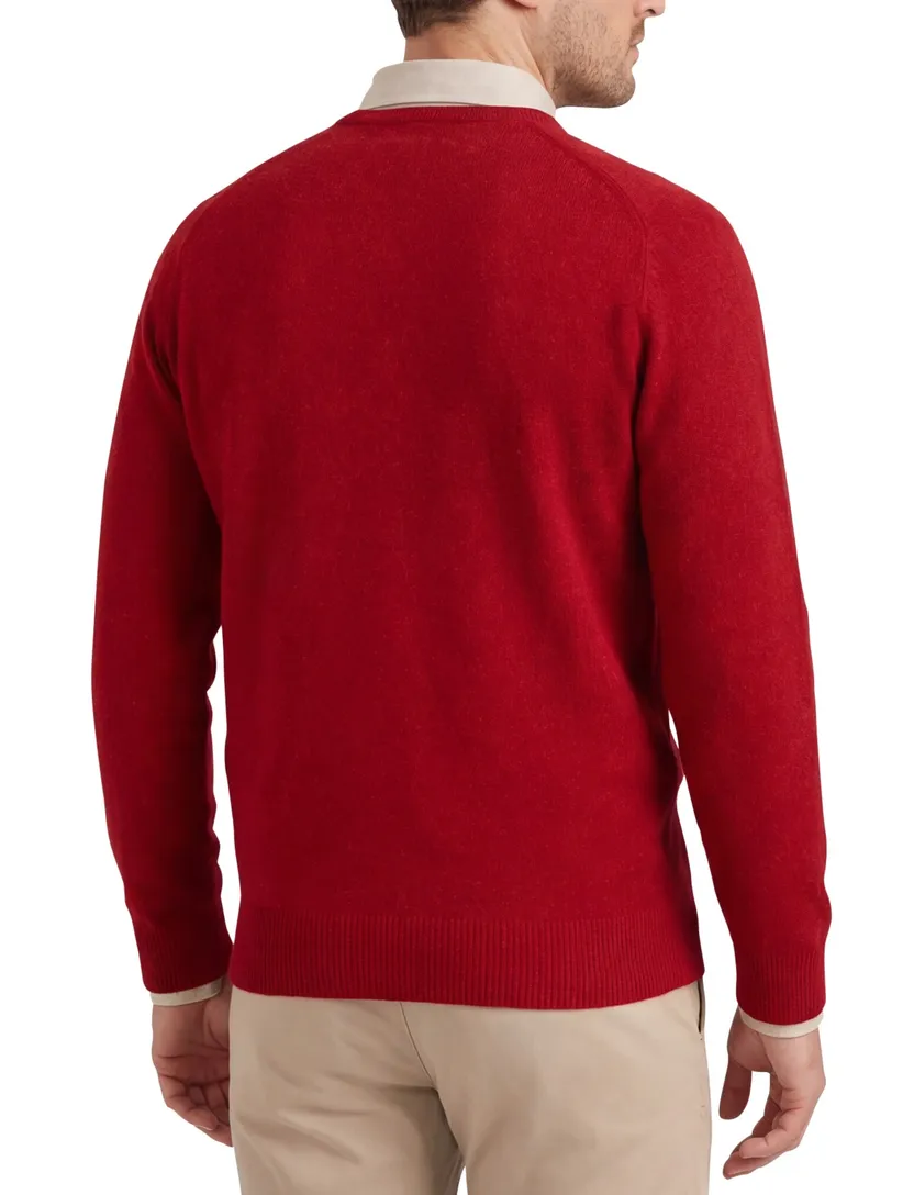 Alan Paine trui v-hals rood lamswol