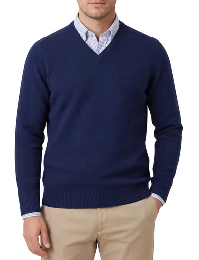 Alan Paine Alan Paine pullover blauw lamswol
