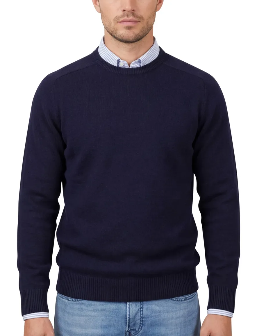 Trui Alan Paine blauw gemeleerd ronde hals
