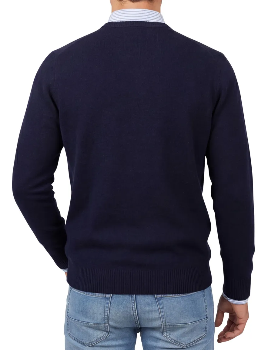 Trui Alan Paine blauw gemeleerd ronde hals