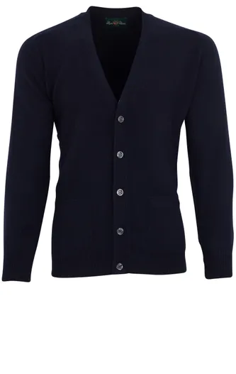 Alan Paine Alan Paine vest donkerblauw knopen effen lamswol
