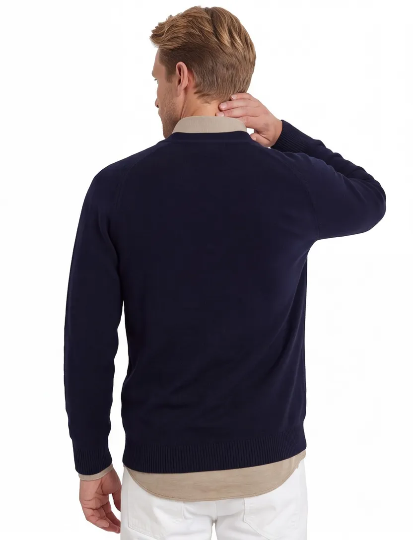 Alan Paine vest donkerblauw effen lamswol knopen