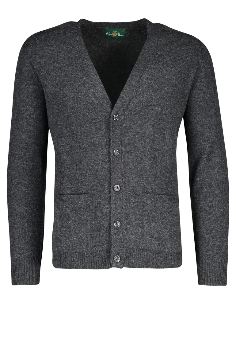 Alan Paine lamswollen vest antraciet knopen