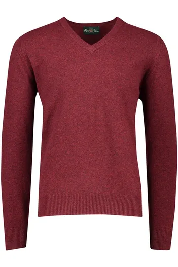 Alan Paine Alan Paine trui v-hals bordeaux effen lamswol wijde fit