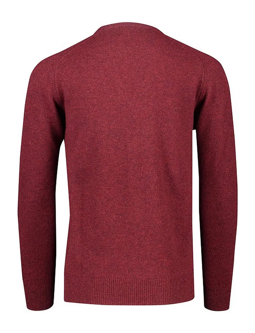 Alan Paine trui v-hals bordeaux wijde fit gemêleerd lamswol