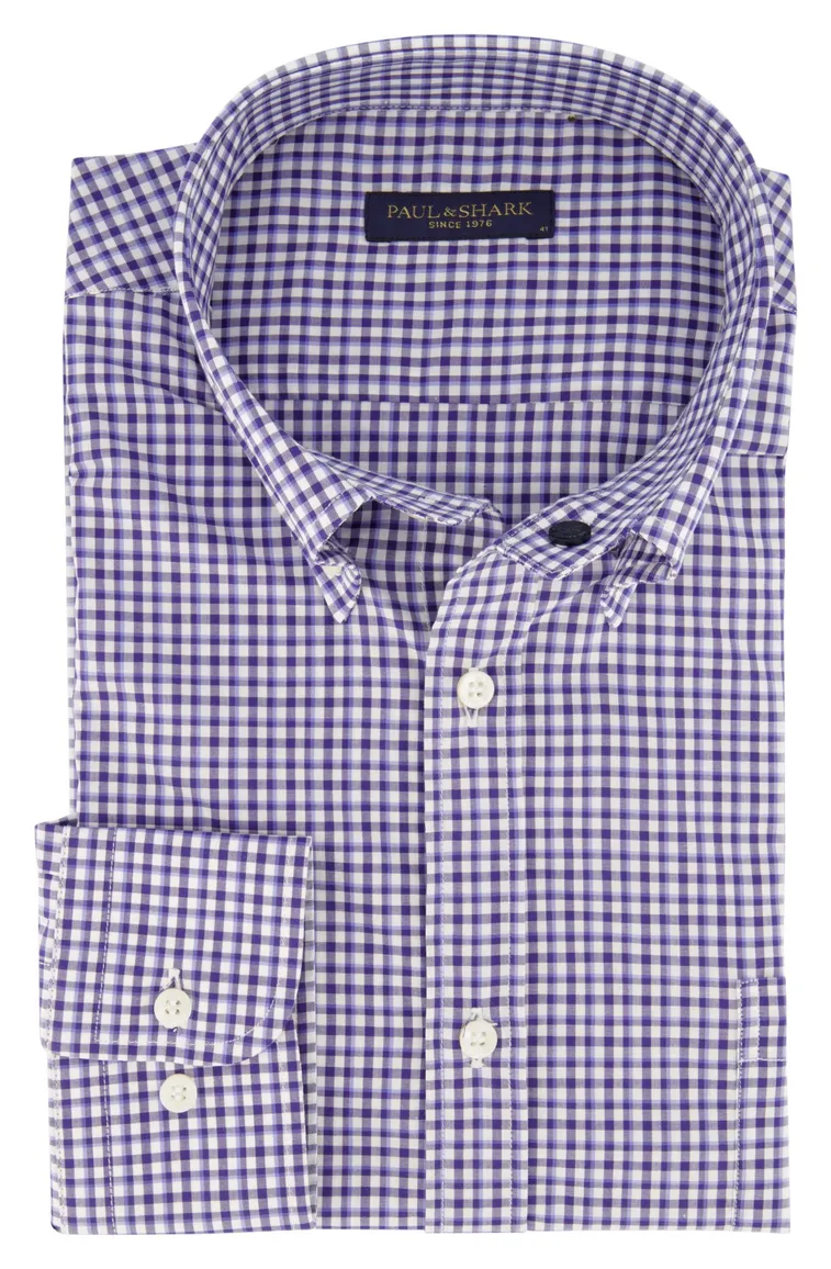 Paul & Shark overhemd ruit blauw/lichtblauw