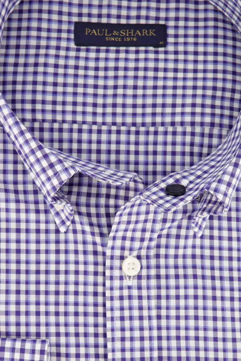 Paul & Shark overhemd ruit blauw/lichtblauw