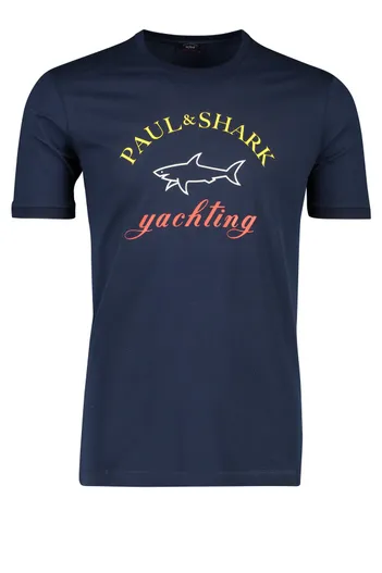 Paul & Shark Paul & Shark T-shirt logo donkerblauw ronde hals