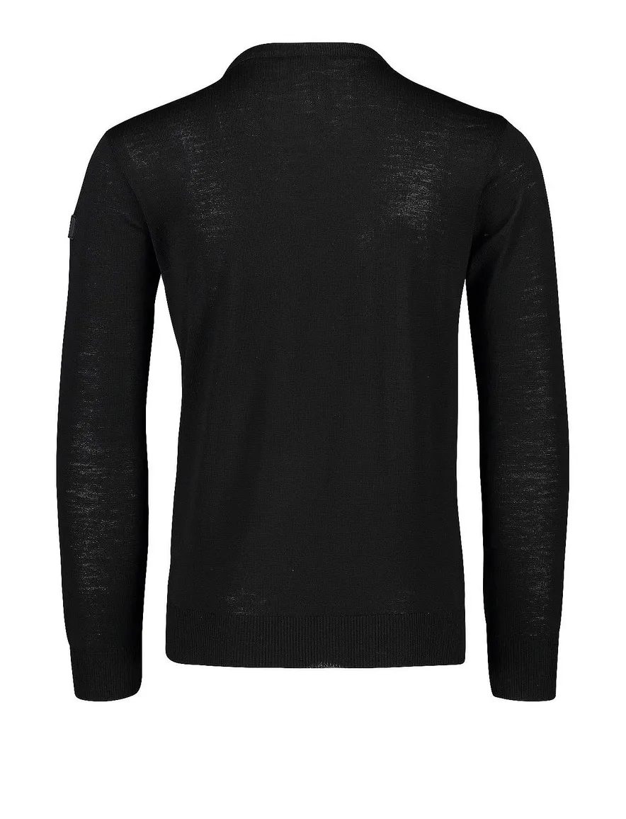 Paul & Shark pullover merino zwart ronde hals
