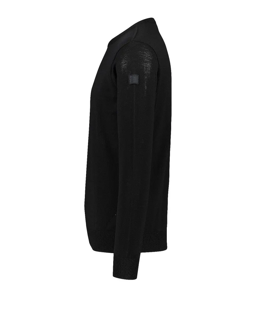 Paul & Shark pullover merino zwart ronde hals