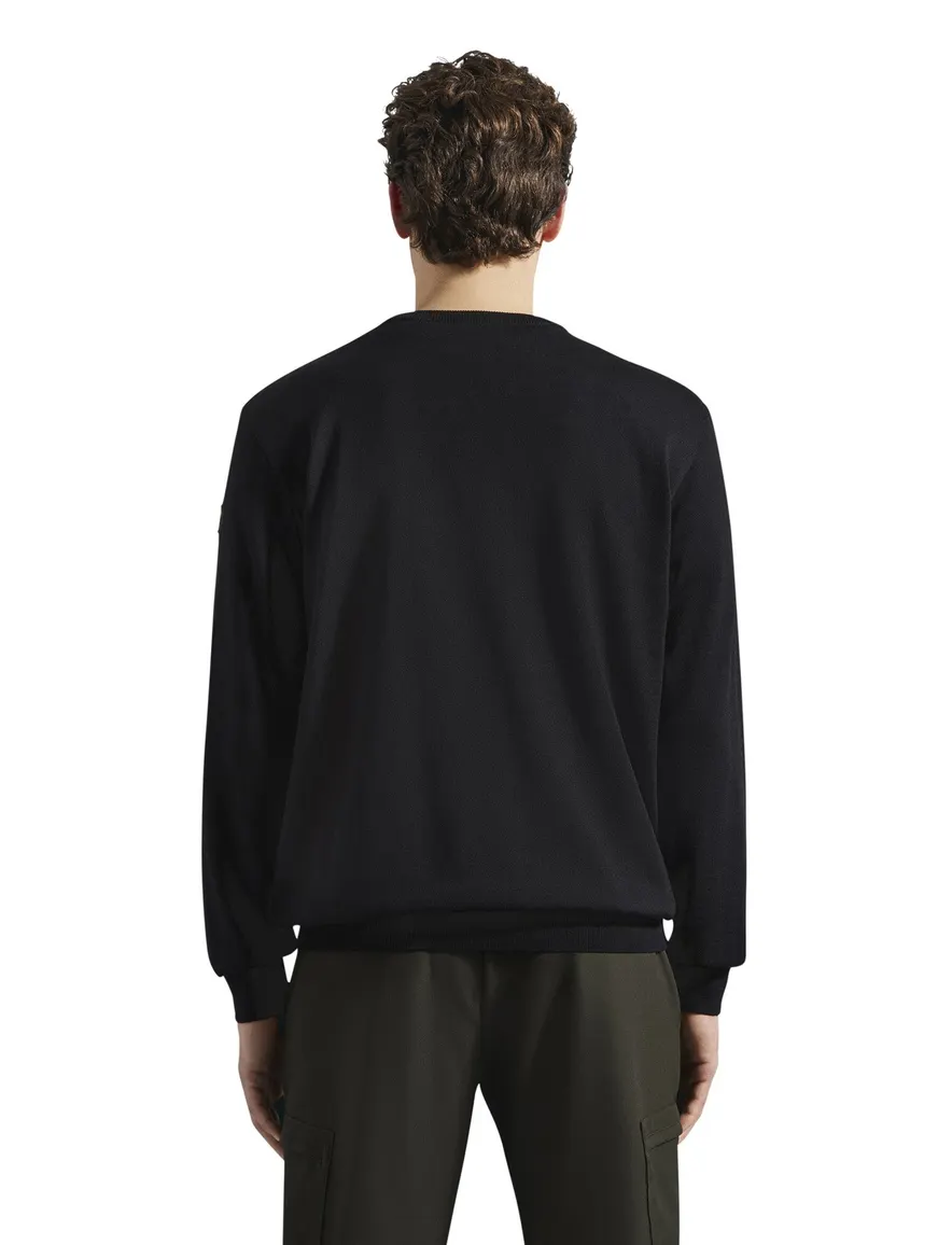 Paul & Shark pullover merino zwart ronde hals