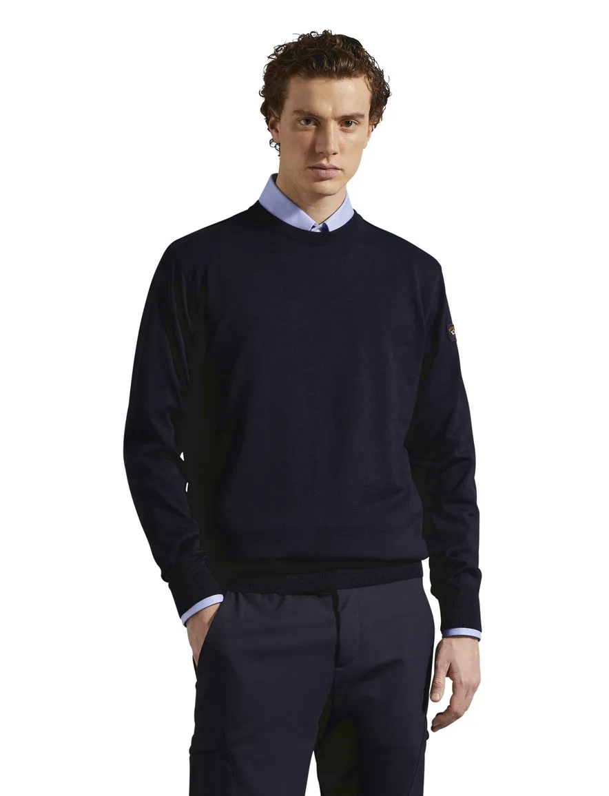 Paul & Shark pullover merino navy ronde hals