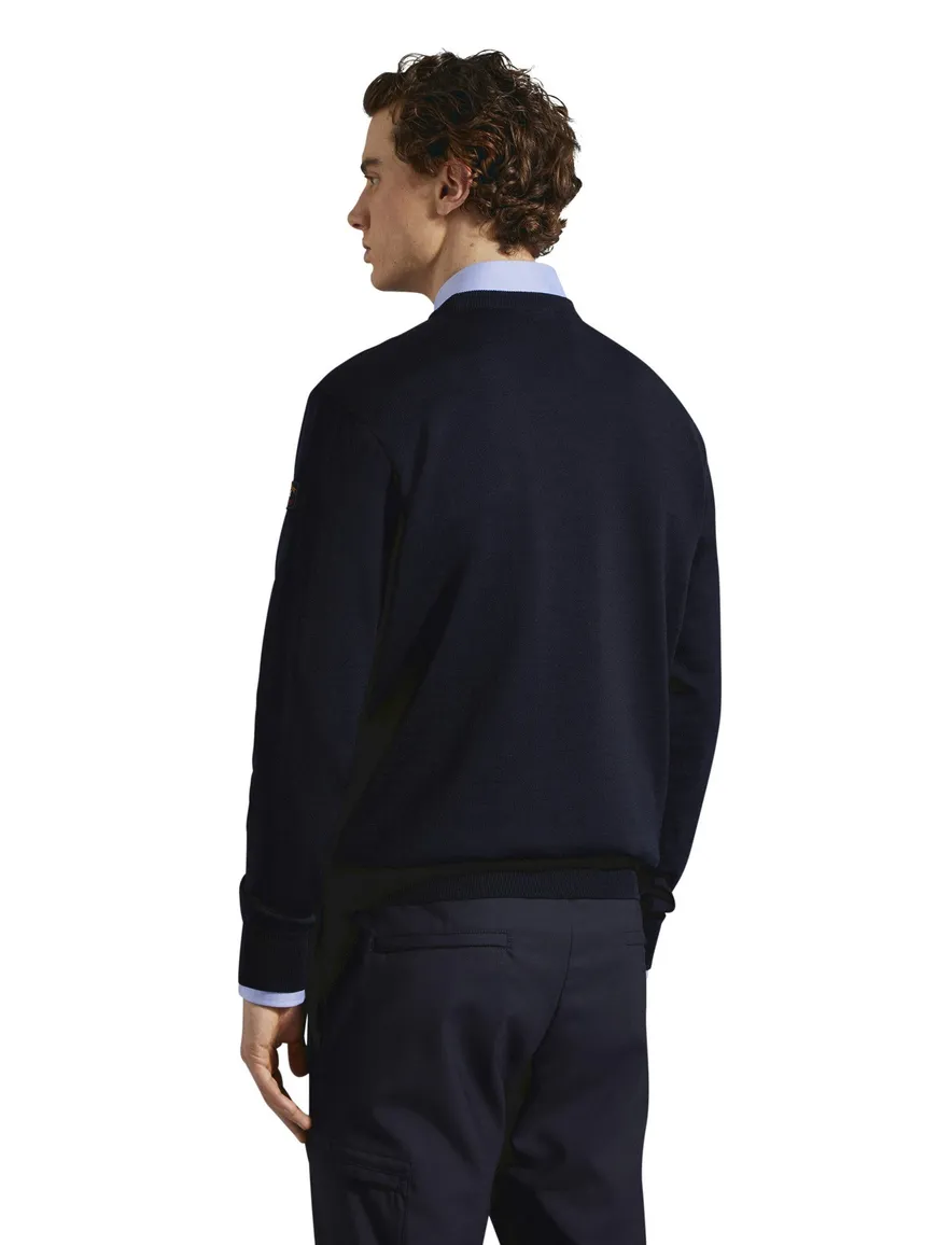 Paul & Shark pullover merino navy ronde hals