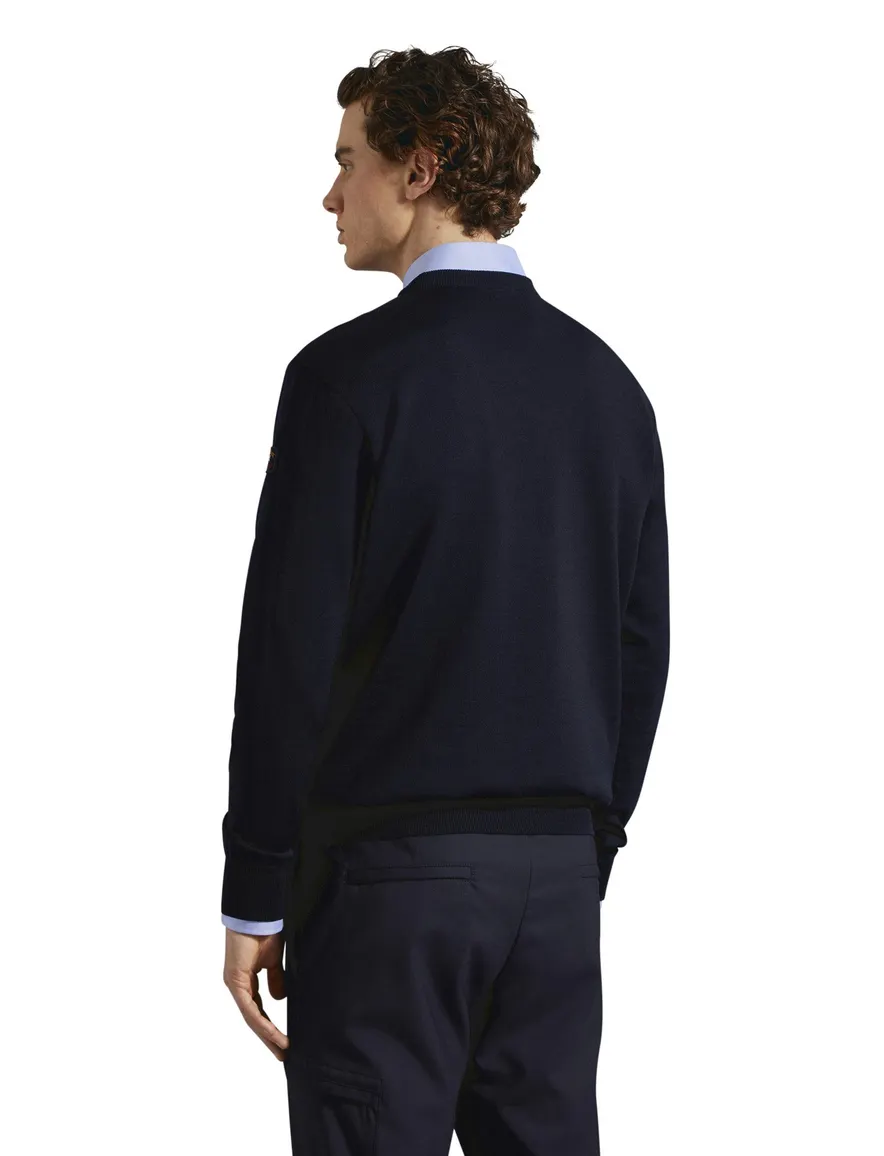 Paul & Shark pullover merino navy ronde hals