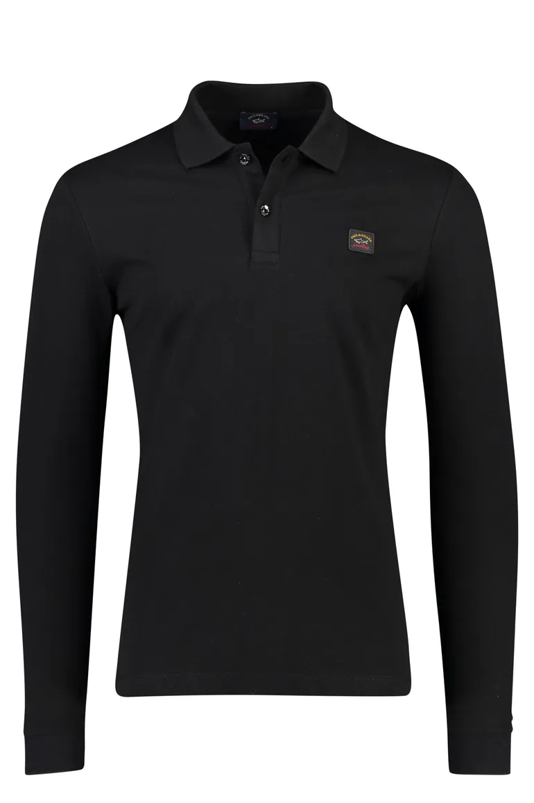 Zwarte polo lange mouwen Paul & Shark
