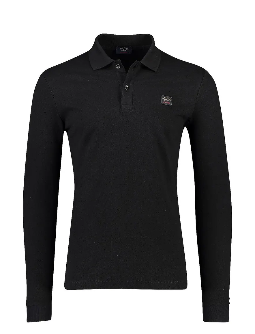 Zwarte polo lange mouwen Paul & Shark