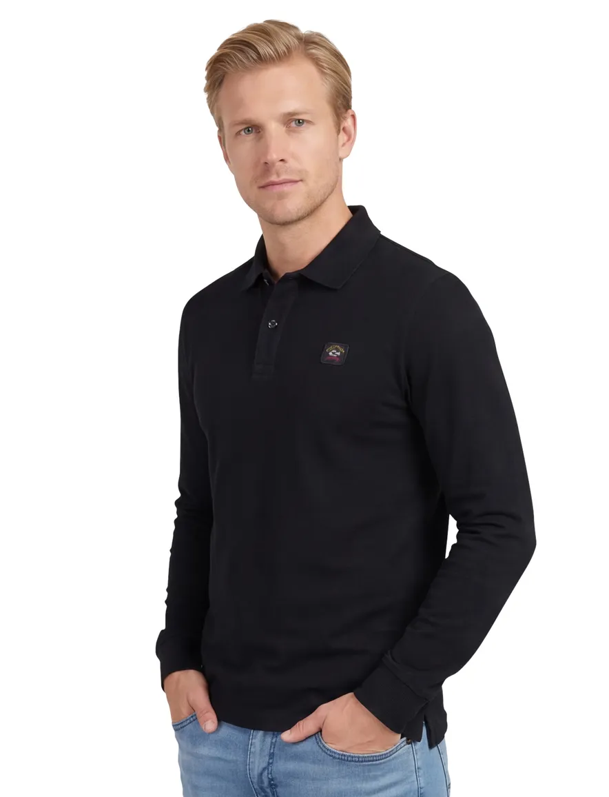 Zwarte polo lange mouwen Paul & Shark