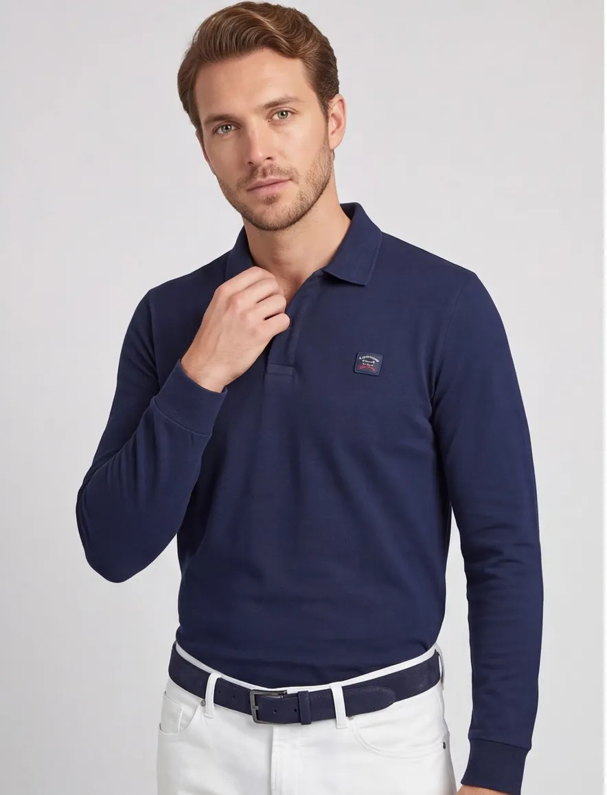 Paul & Shark polo lange mouw navy