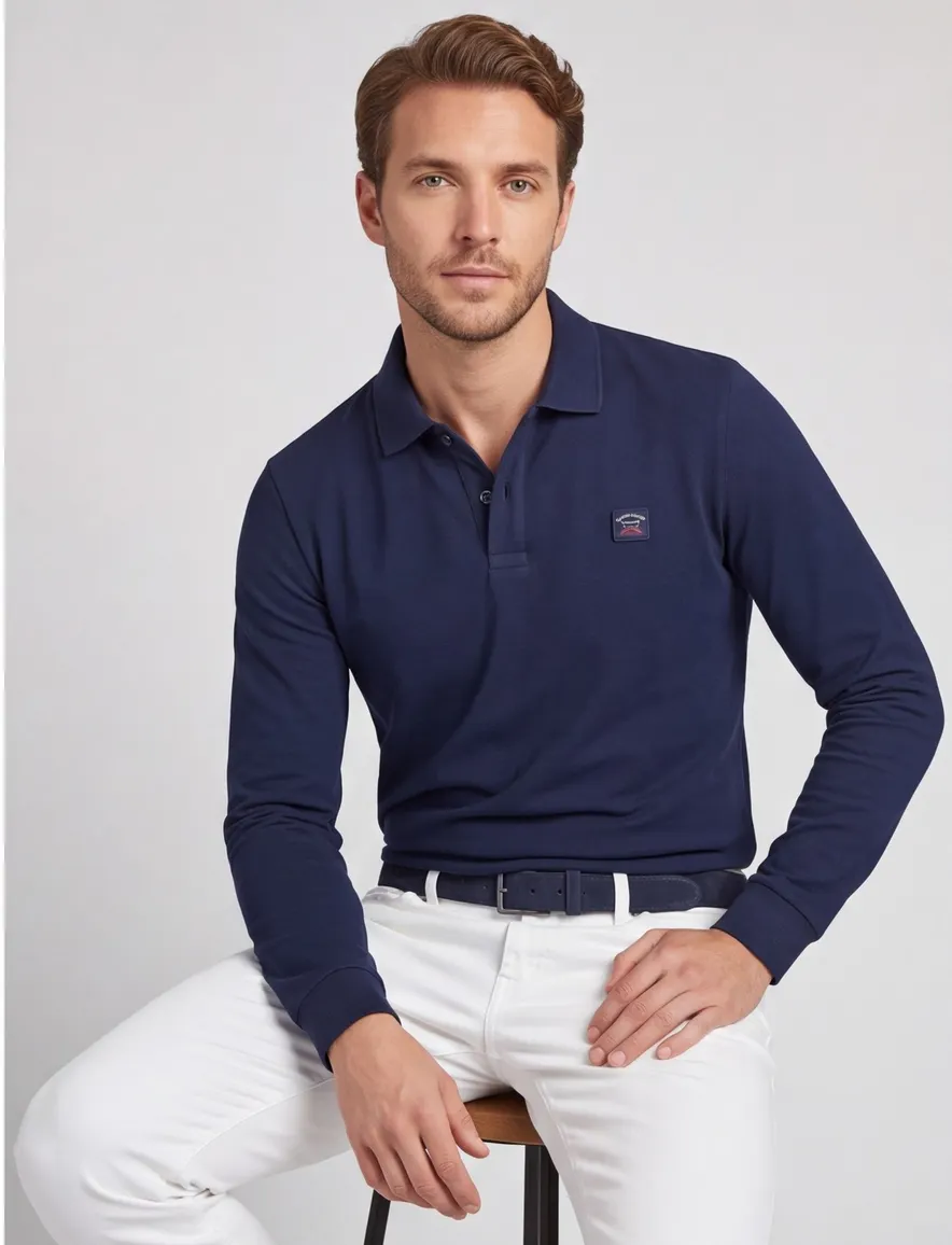 Paul & Shark polo lange mouw navy