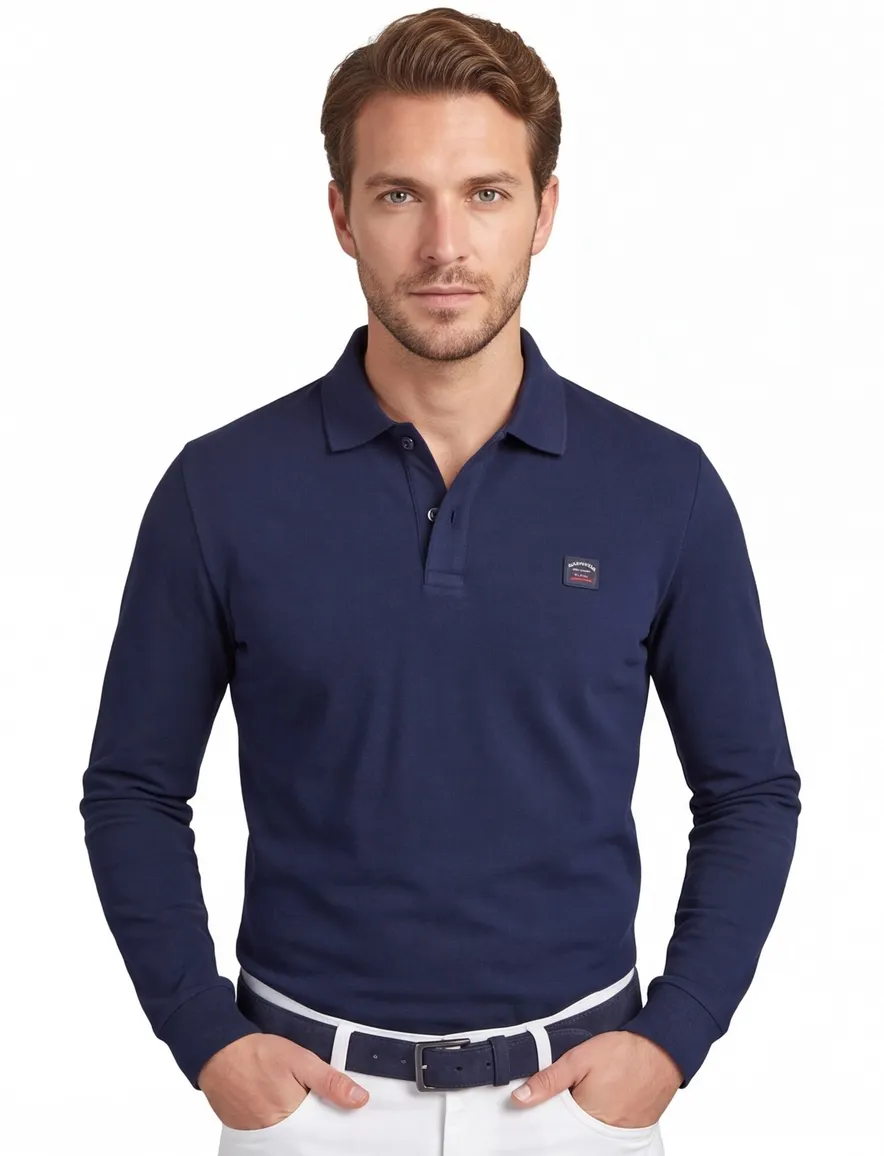 Paul & Shark polo lange mouw navy