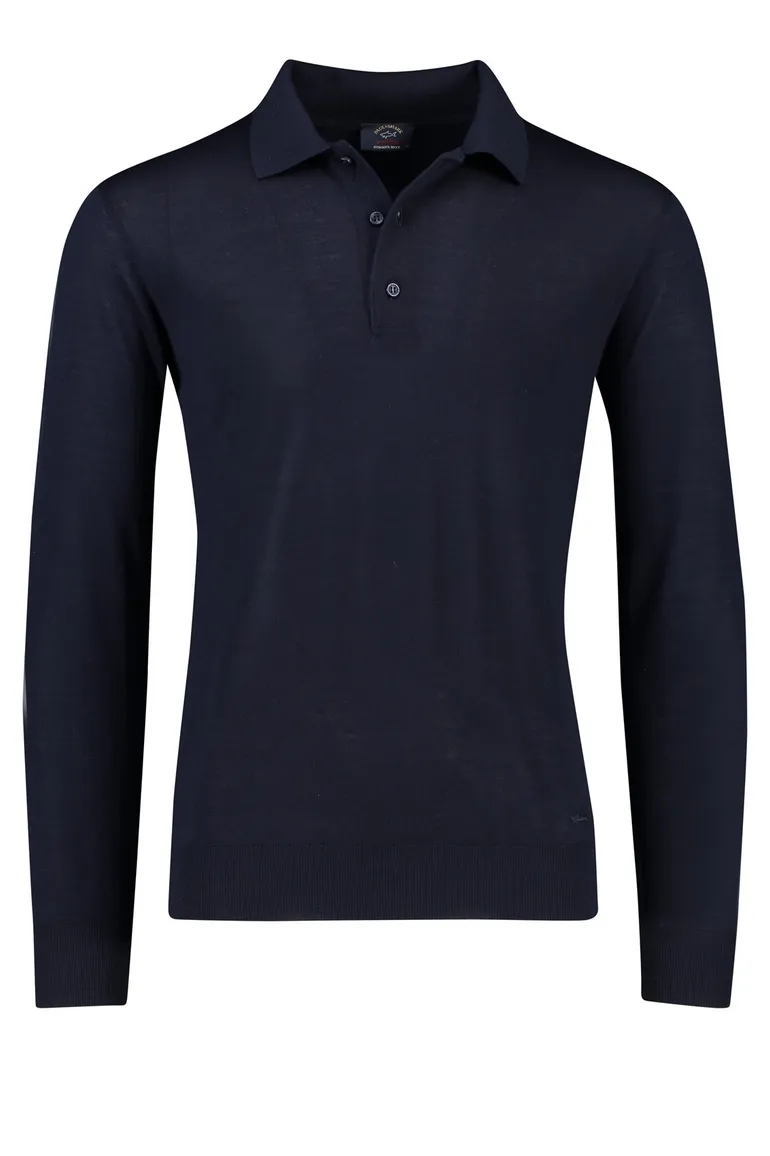 Paul & Shark lange mouw polo merino navy