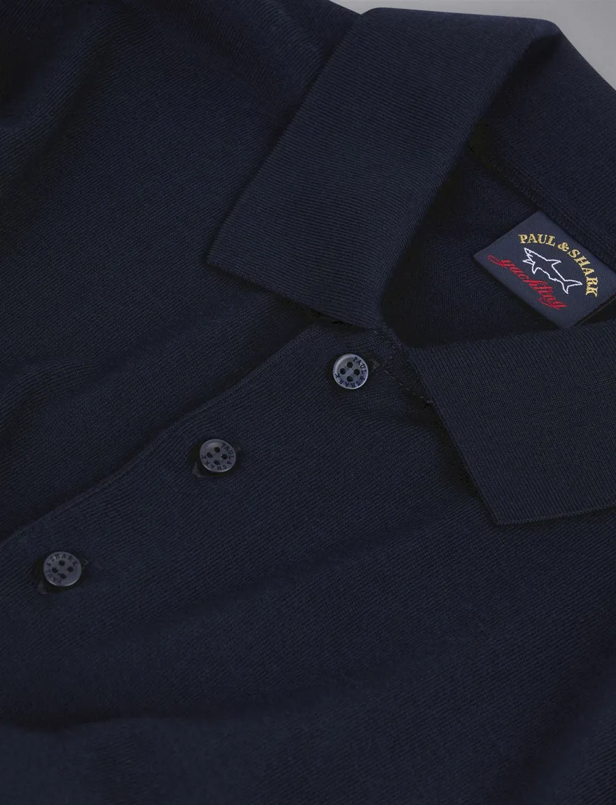 Paul & Shark lange mouw polo merino navy