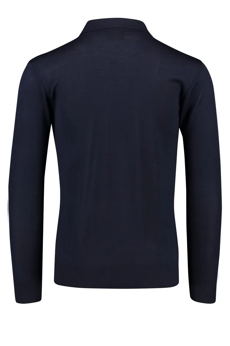 Paul & Shark lange mouw polo merino navy