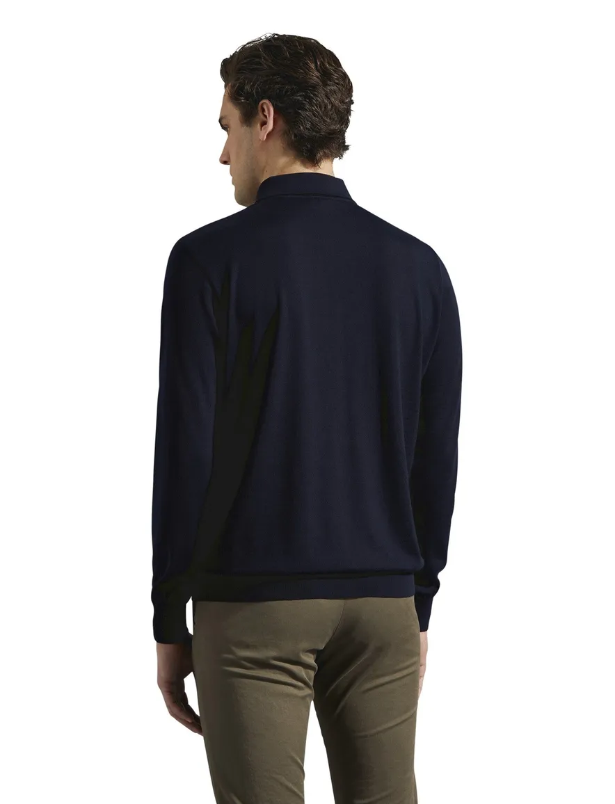 Paul & Shark lange mouw polo merino navy