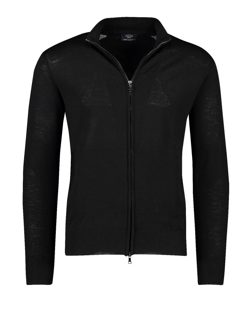 Paul & Shark vest merinowol zwart rits