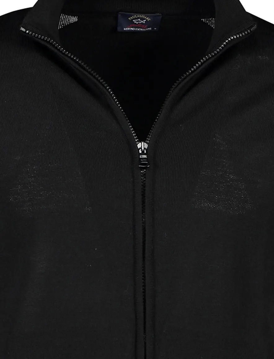 Paul & Shark vest merinowol zwart rits