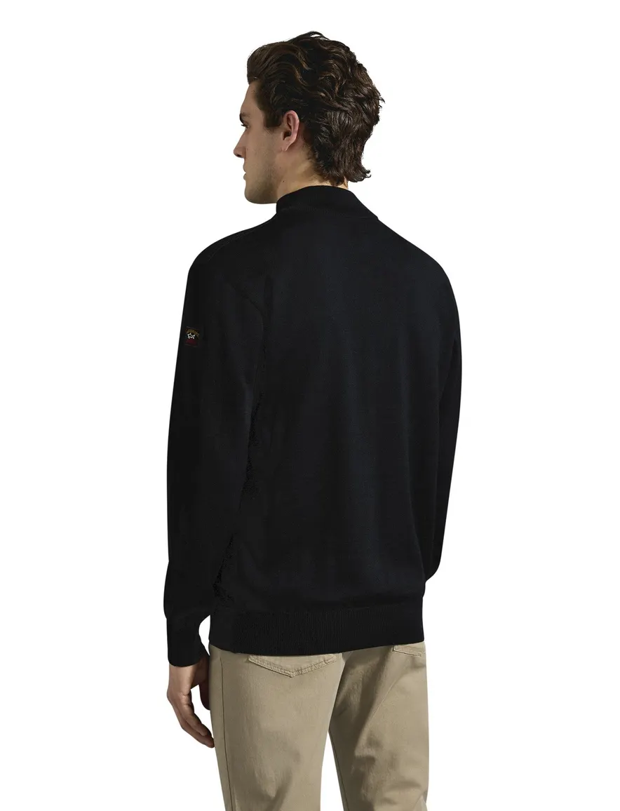 Paul & Shark vest merinowol zwart rits