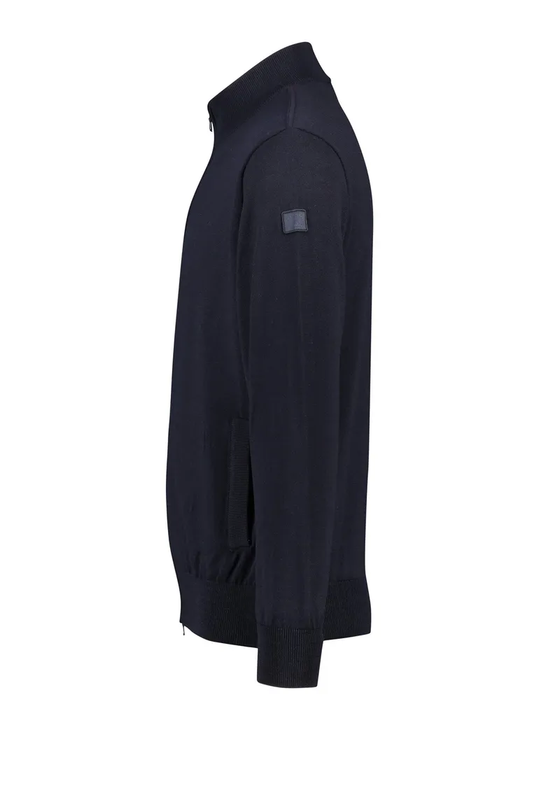 Paul & Shark vest ritssluiting donkerblauw merino