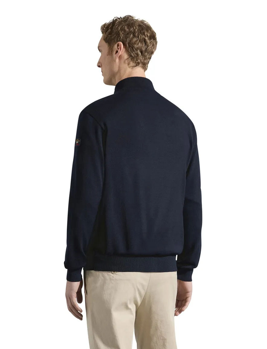 Paul & Shark vest ritssluiting donkerblauw merino