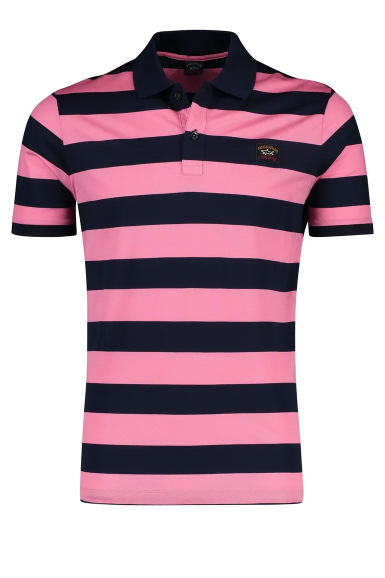 Paul & Shark polo wijde fit katoen roze gestreept