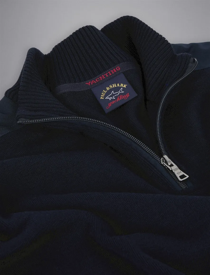 Paul & Shark trui met rits donkerblauw