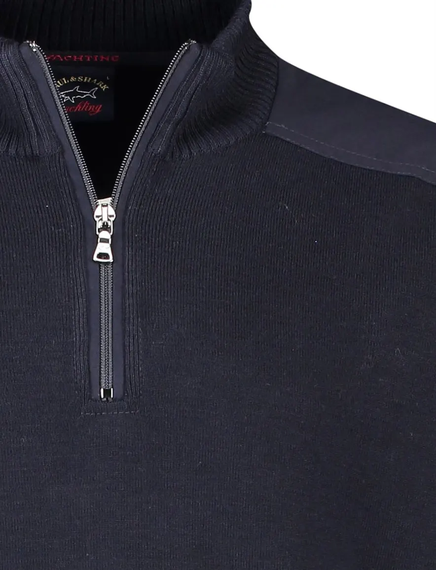 Paul & Shark trui met rits donkerblauw