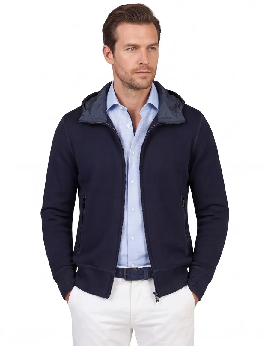 Paul & Shark vest met capuchon navy