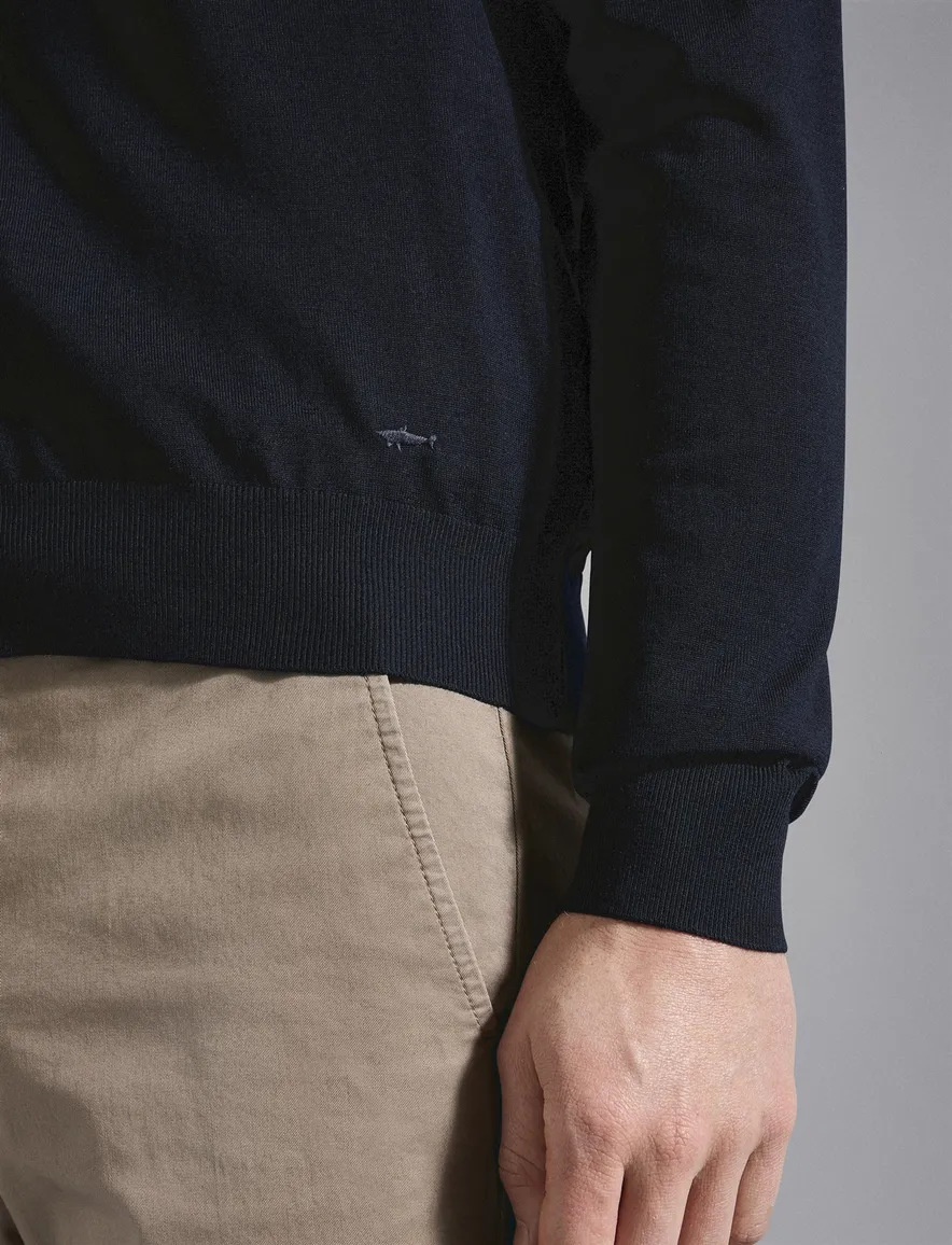 Paul & Shark trui ronde hals navy lamswol