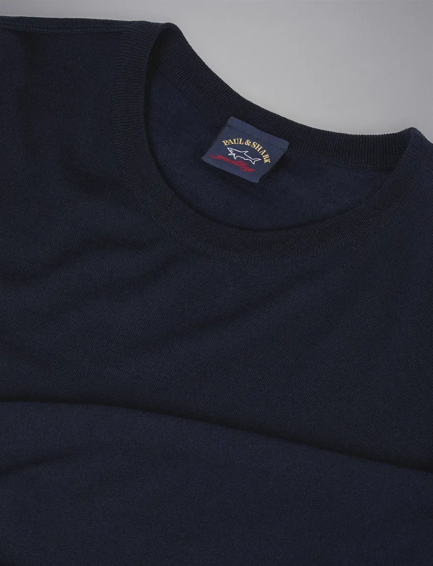 Paul & Shark trui ronde hals navy lamswol