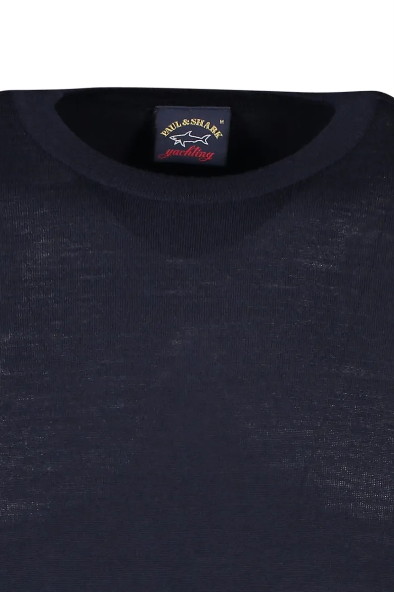 Paul & Shark trui ronde hals navy lamswol