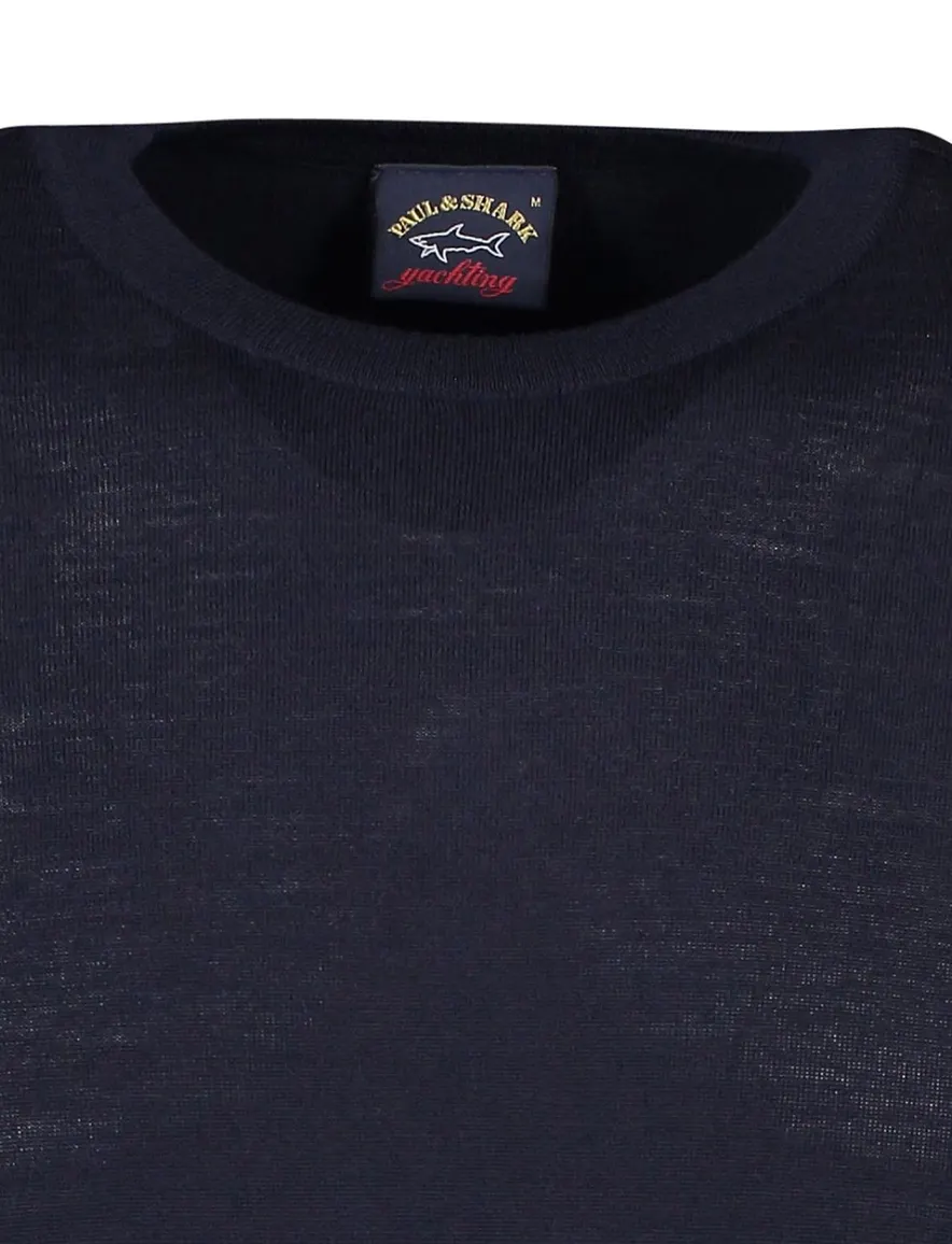 Paul & Shark trui ronde hals navy lamswol