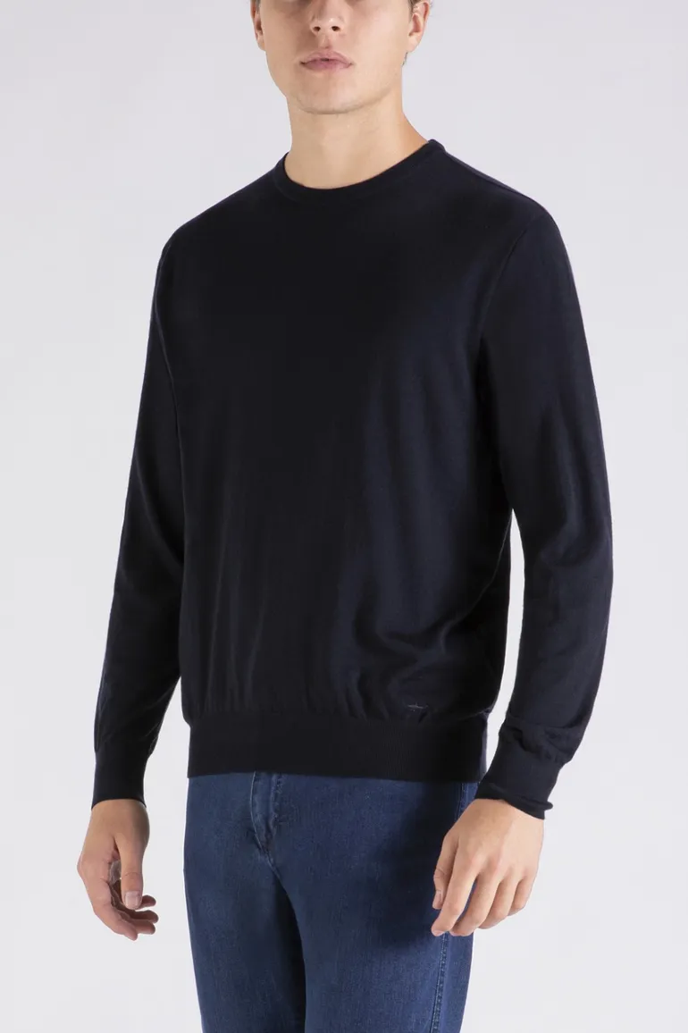 Paul & Shark trui ronde hals navy lamswol