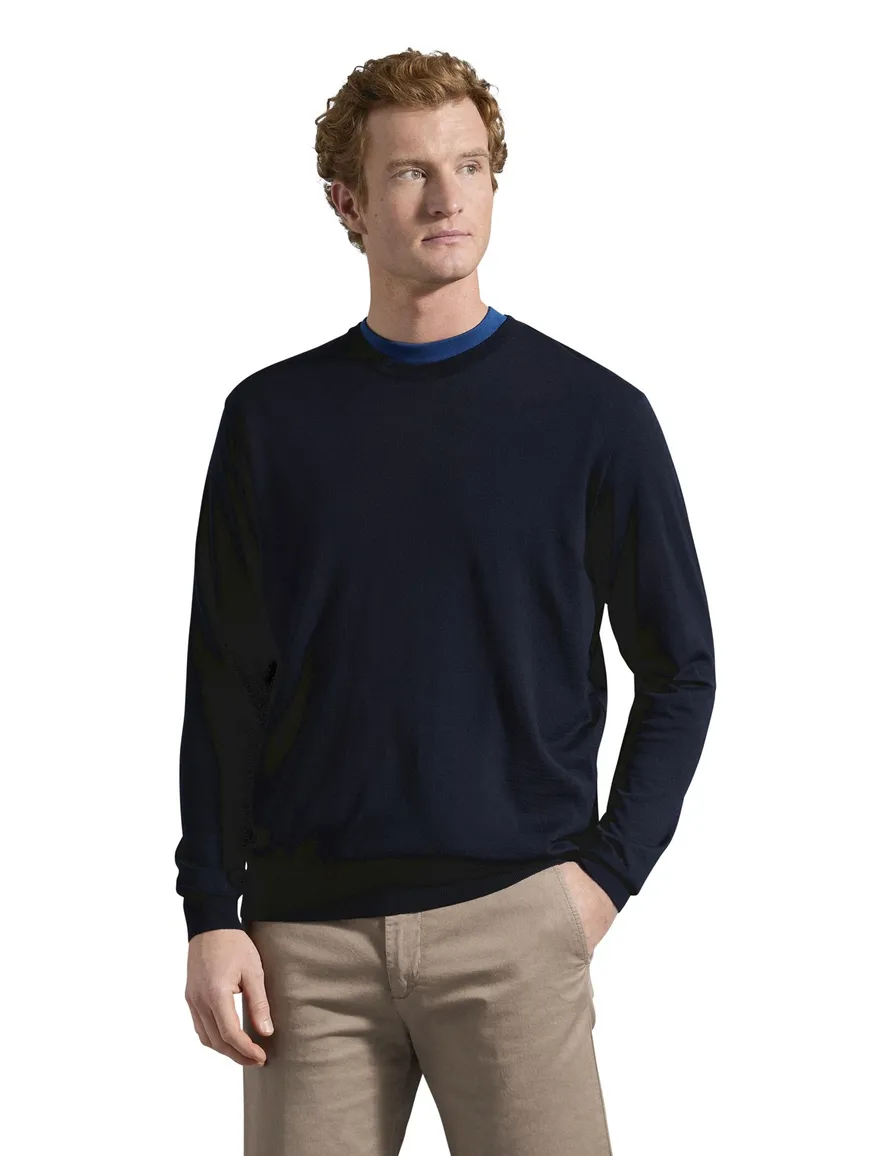 Paul & Shark trui ronde hals navy lamswol
