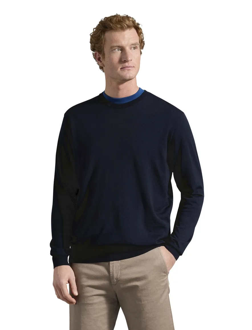 Paul & Shark trui ronde hals navy lamswol