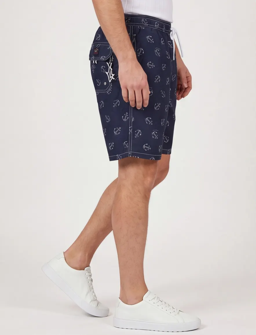 Paul & Shark zwembroek donkerblauw geprint