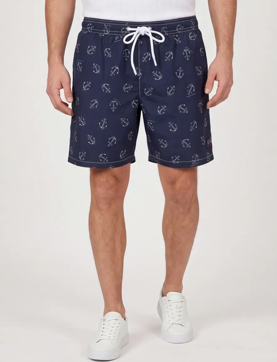 Paul & Shark zwembroek donkerblauw geprint