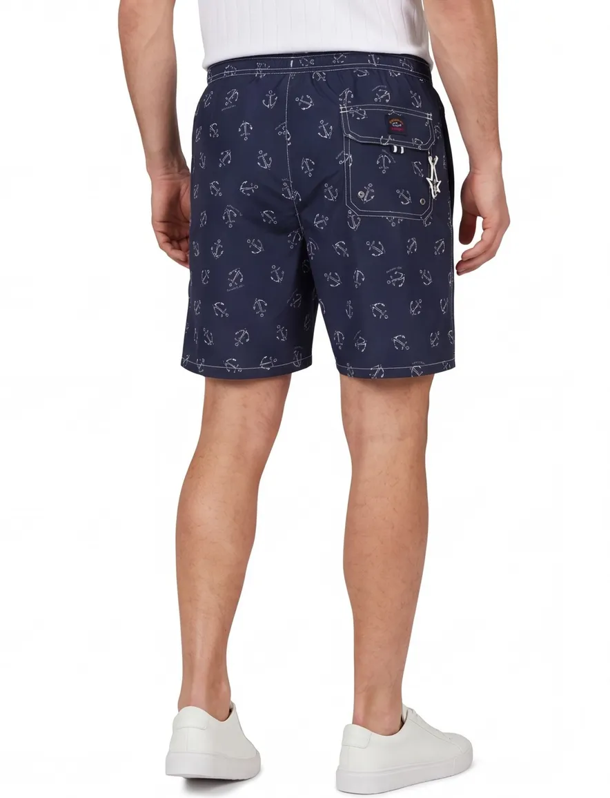 Paul & Shark zwembroek donkerblauw geprint