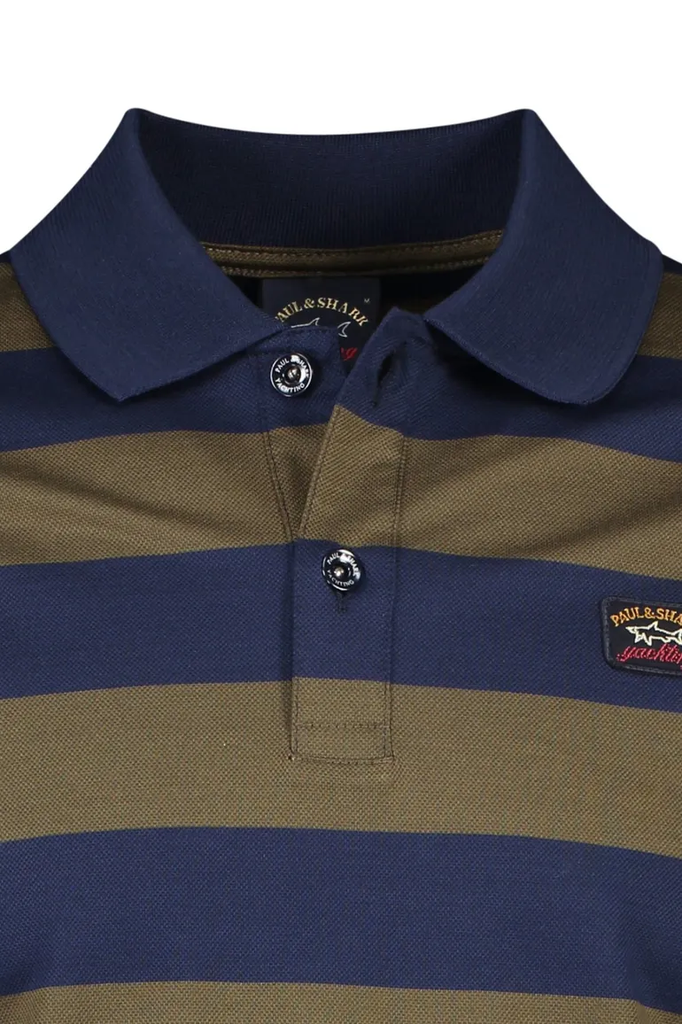 Paul & Shark polo gestreept donkerblauw groen